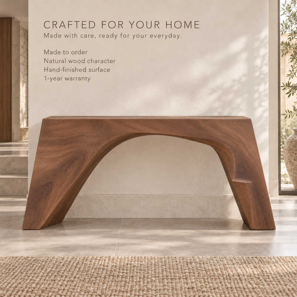 Mira Sculptural Solid Wood Console Table - Design 648 - product detail 8