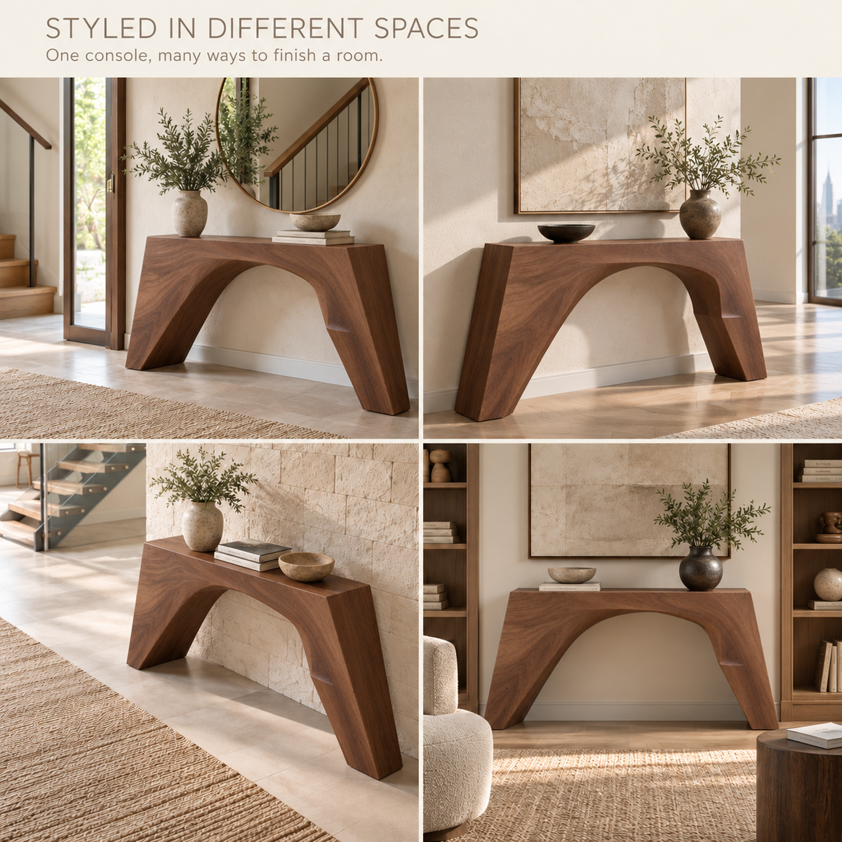 Mira Sculptural Solid Wood Console Table - Design 648 - product detail 9