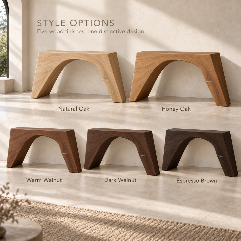 Mira Sculptural Solid Wood Console Table - Design 648 - wood finish options