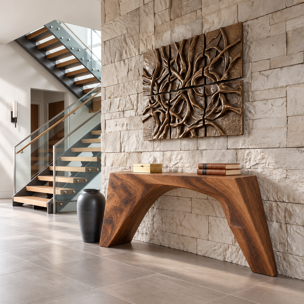 Mira Sculptural Solid Wood Console Table - Design 648 - original main view