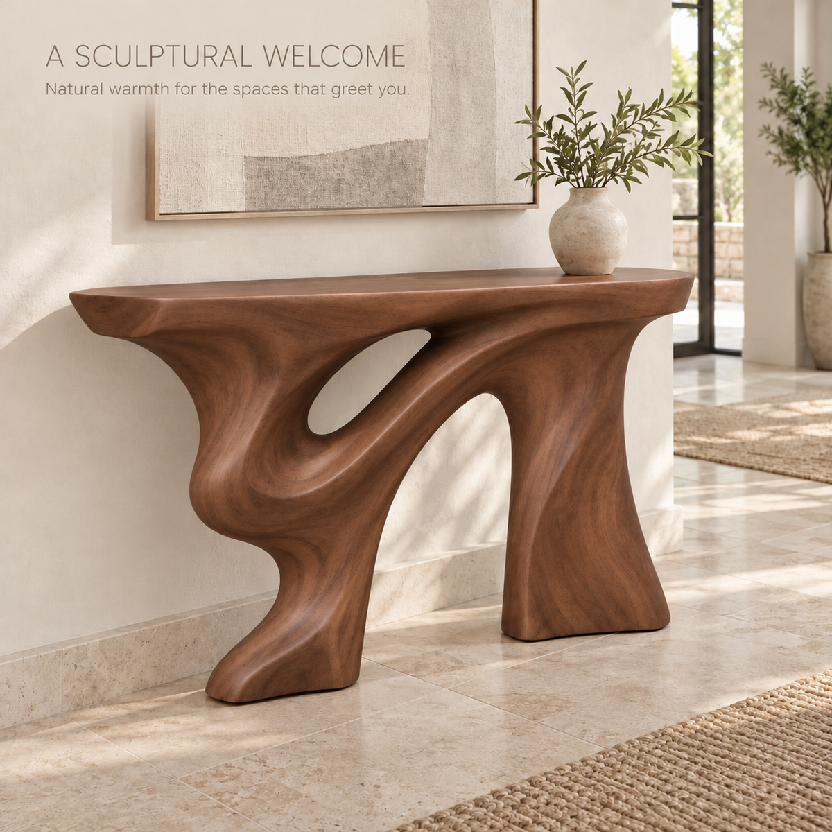 Talia Sculptural Solid Wood Console Table - Design 649 - product detail 1