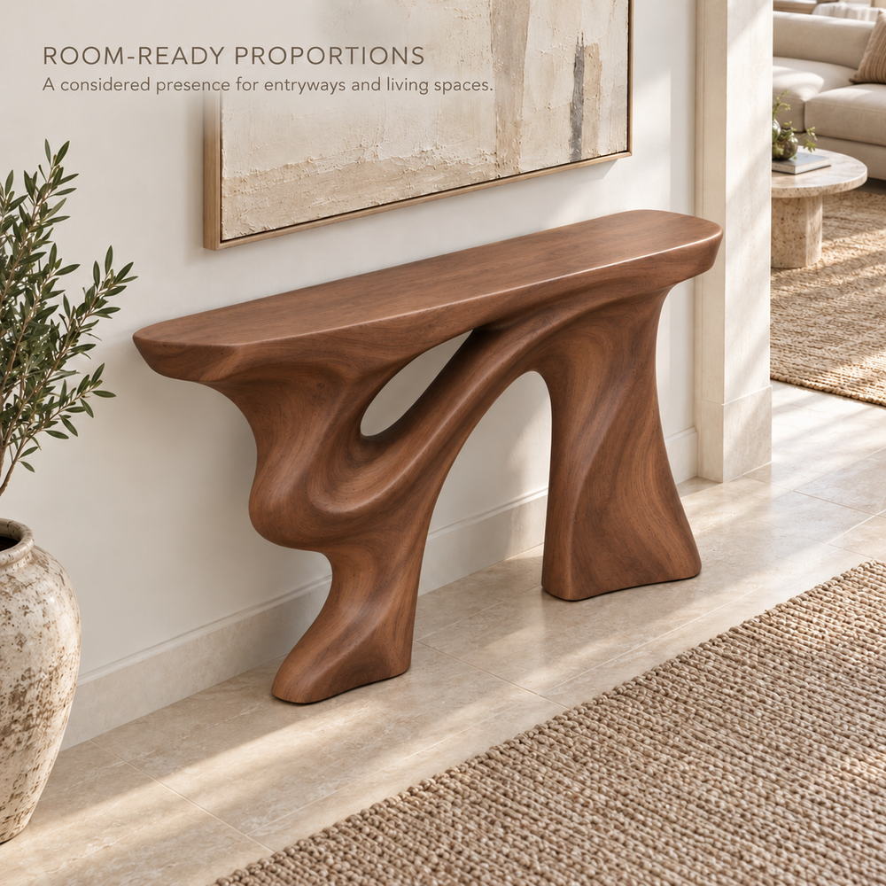 Talia Sculptural Solid Wood Console Table - Design 649 - product detail 3