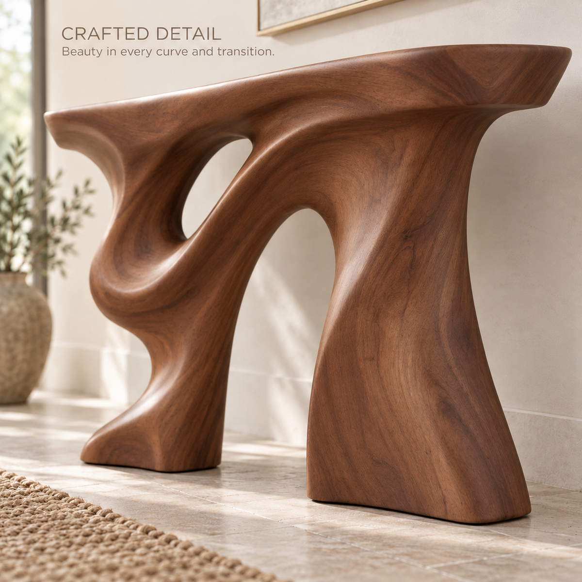 Talia Sculptural Solid Wood Console Table - Design 649 - product detail 5