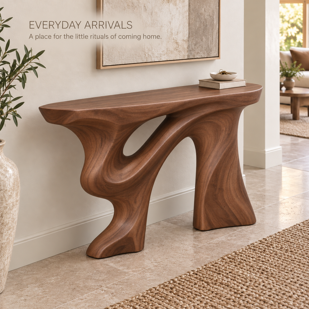 Talia Sculptural Solid Wood Console Table - Design 649 - product detail 6