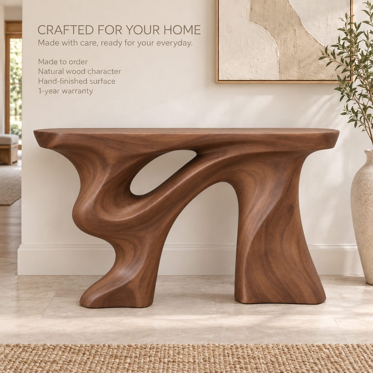 Talia Sculptural Solid Wood Console Table - Design 649 - product detail 8