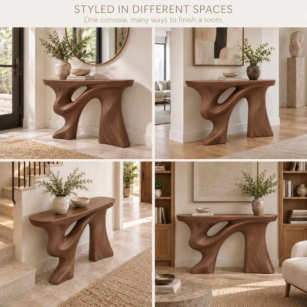 Talia Sculptural Solid Wood Console Table - Design 649 - product detail 9