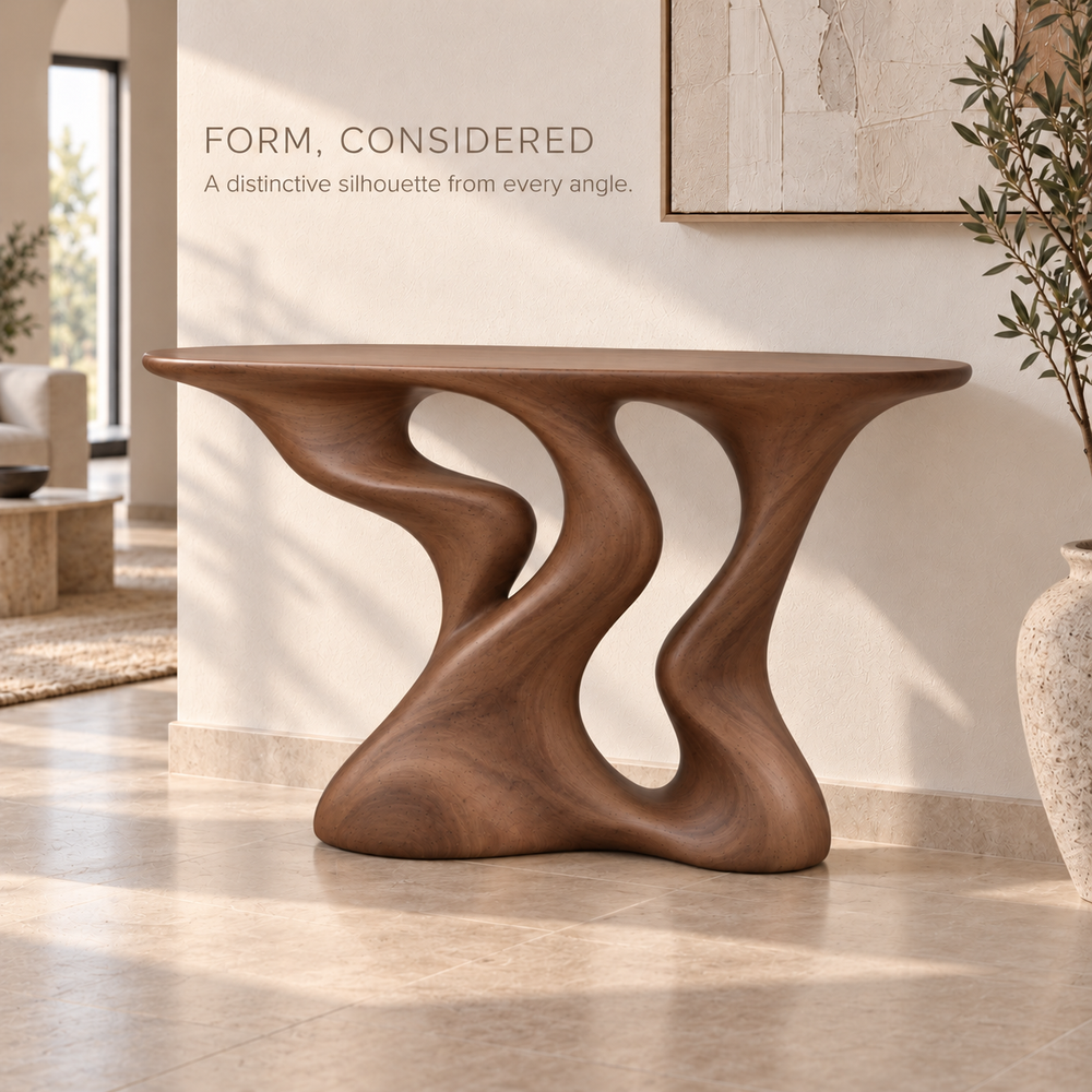 Vale Sculptural Solid Wood Console Table - Design 650 - product detail 2