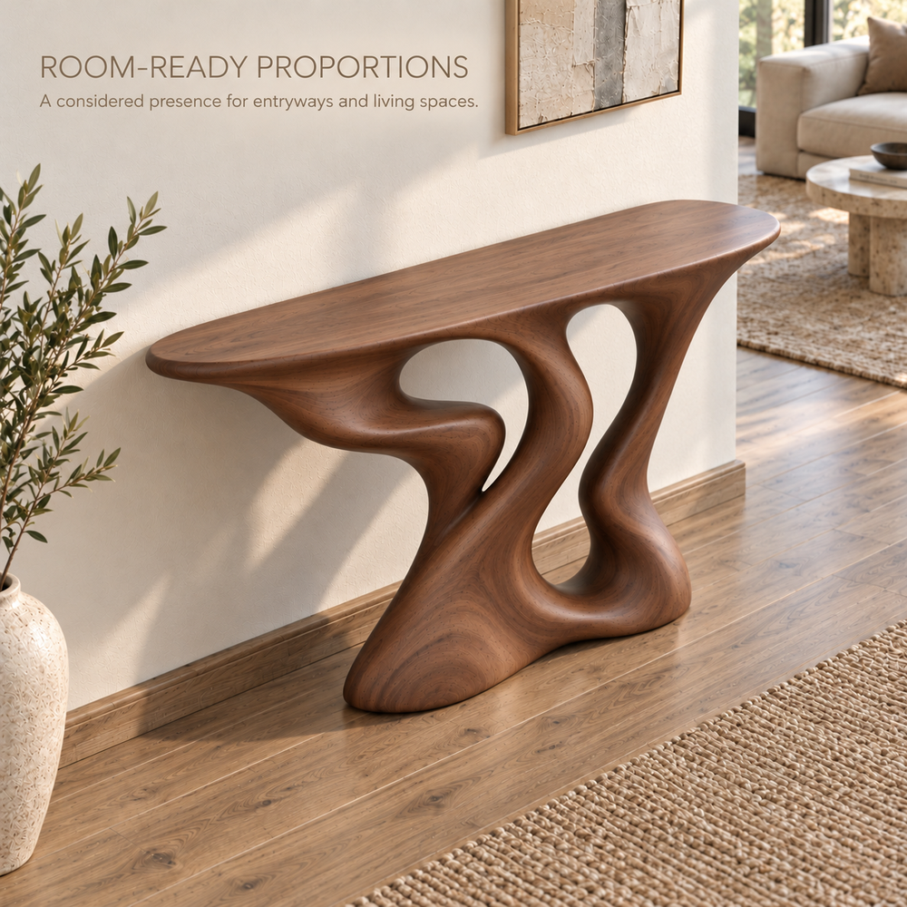 Vale Sculptural Solid Wood Console Table - Design 650 - product detail 3