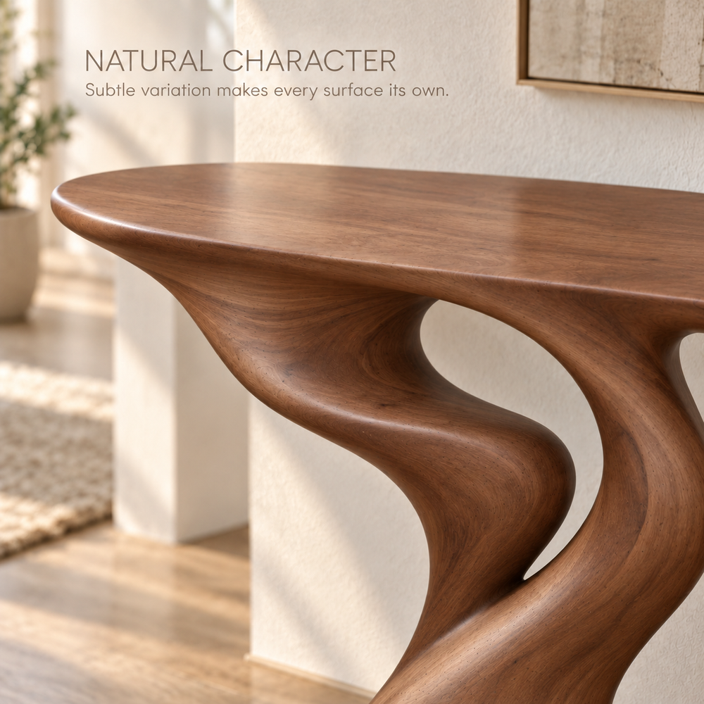 Vale Sculptural Solid Wood Console Table - Design 650 - product detail 4