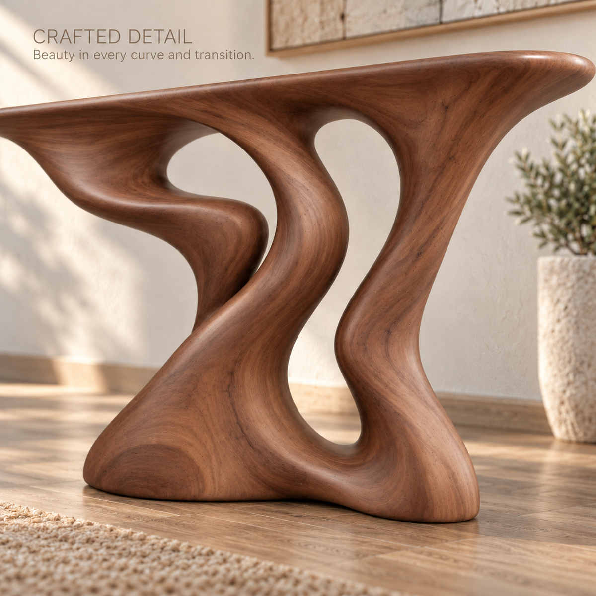 Vale Sculptural Solid Wood Console Table - Design 650 - product detail 5