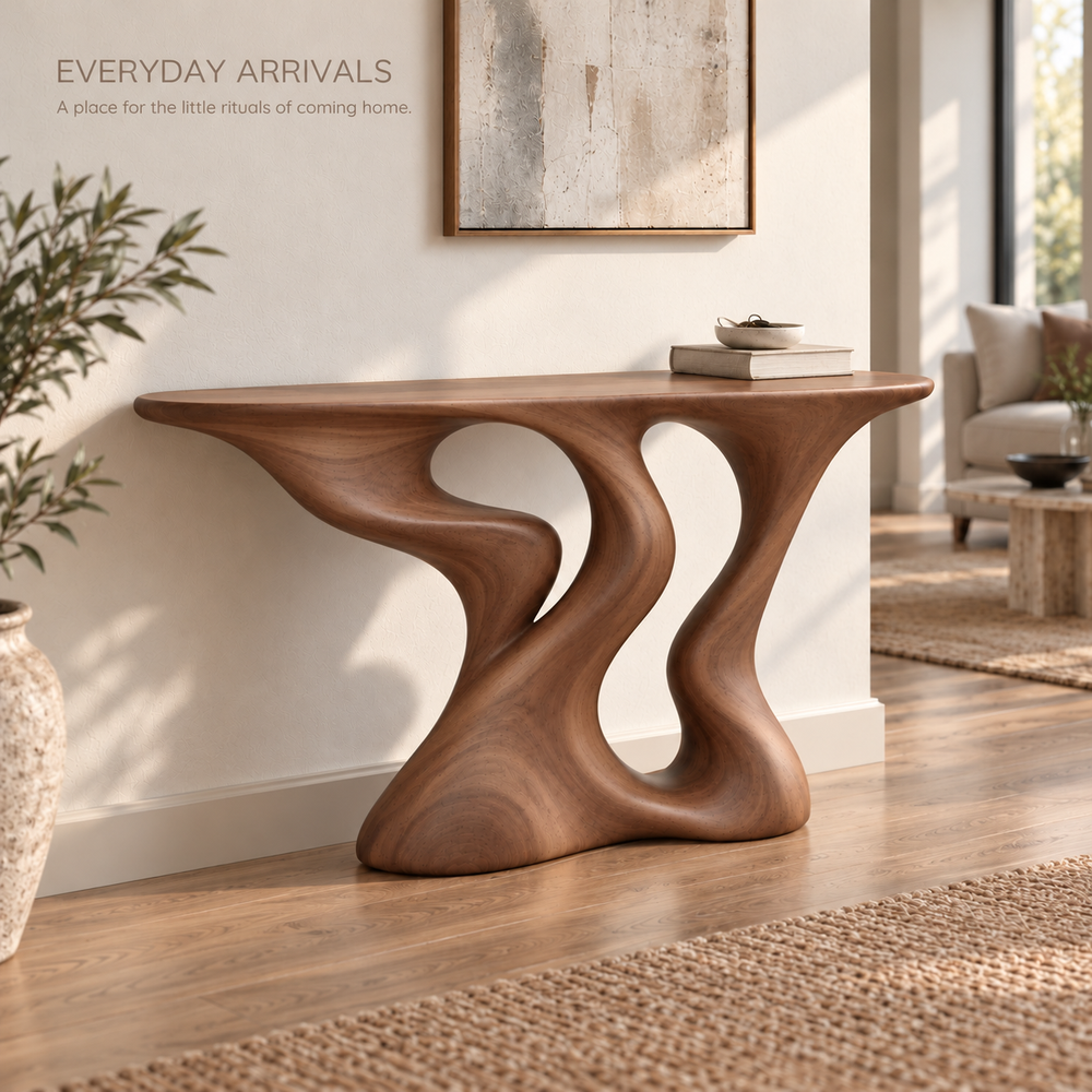 Vale Sculptural Solid Wood Console Table - Design 650 - product detail 6