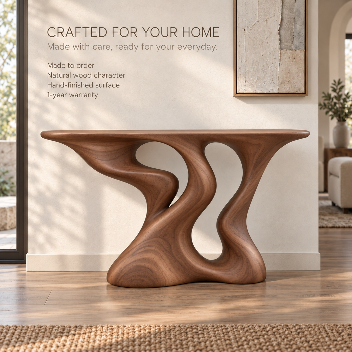 Vale Sculptural Solid Wood Console Table - Design 650 - product detail 8