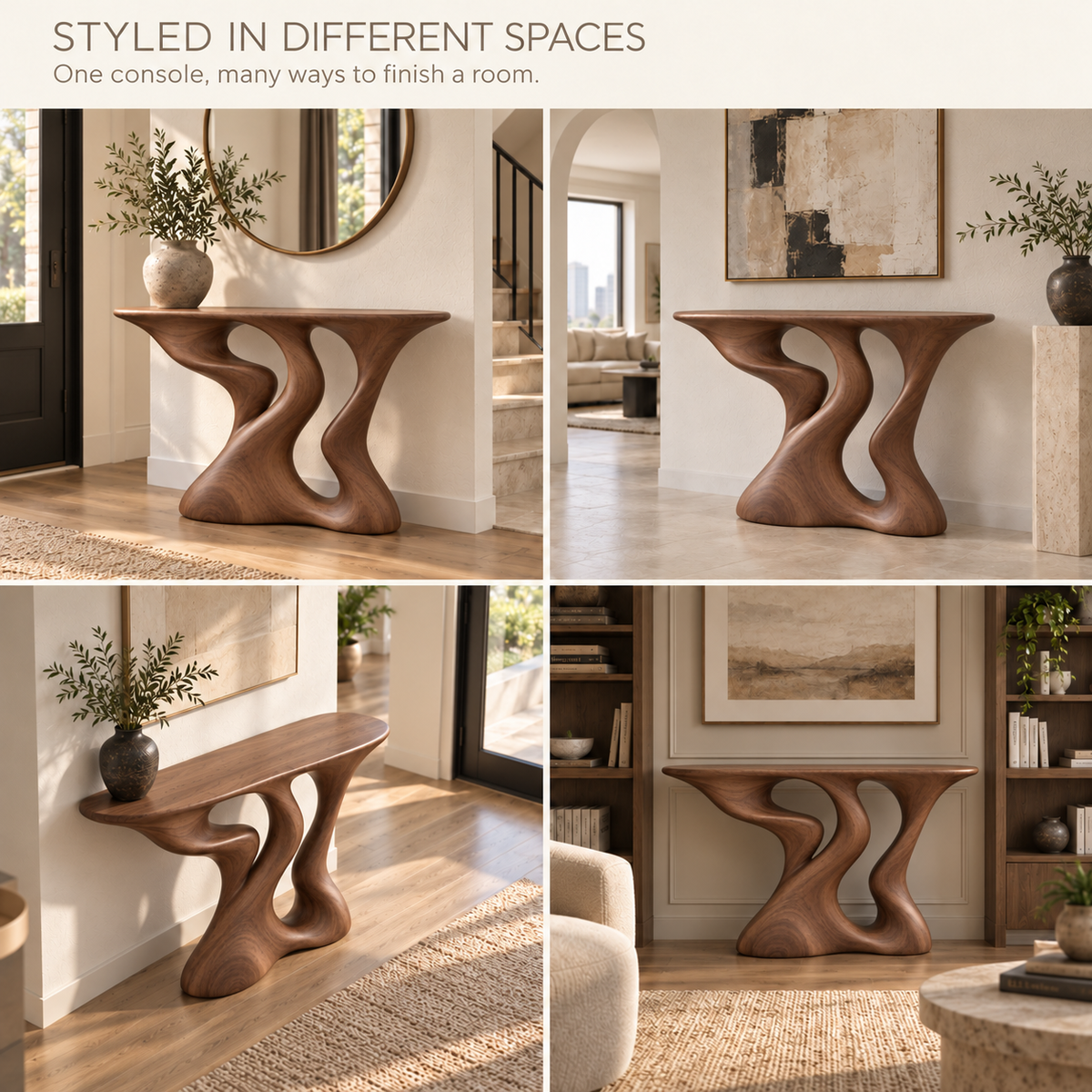 Vale Sculptural Solid Wood Console Table - Design 650 - product detail 9