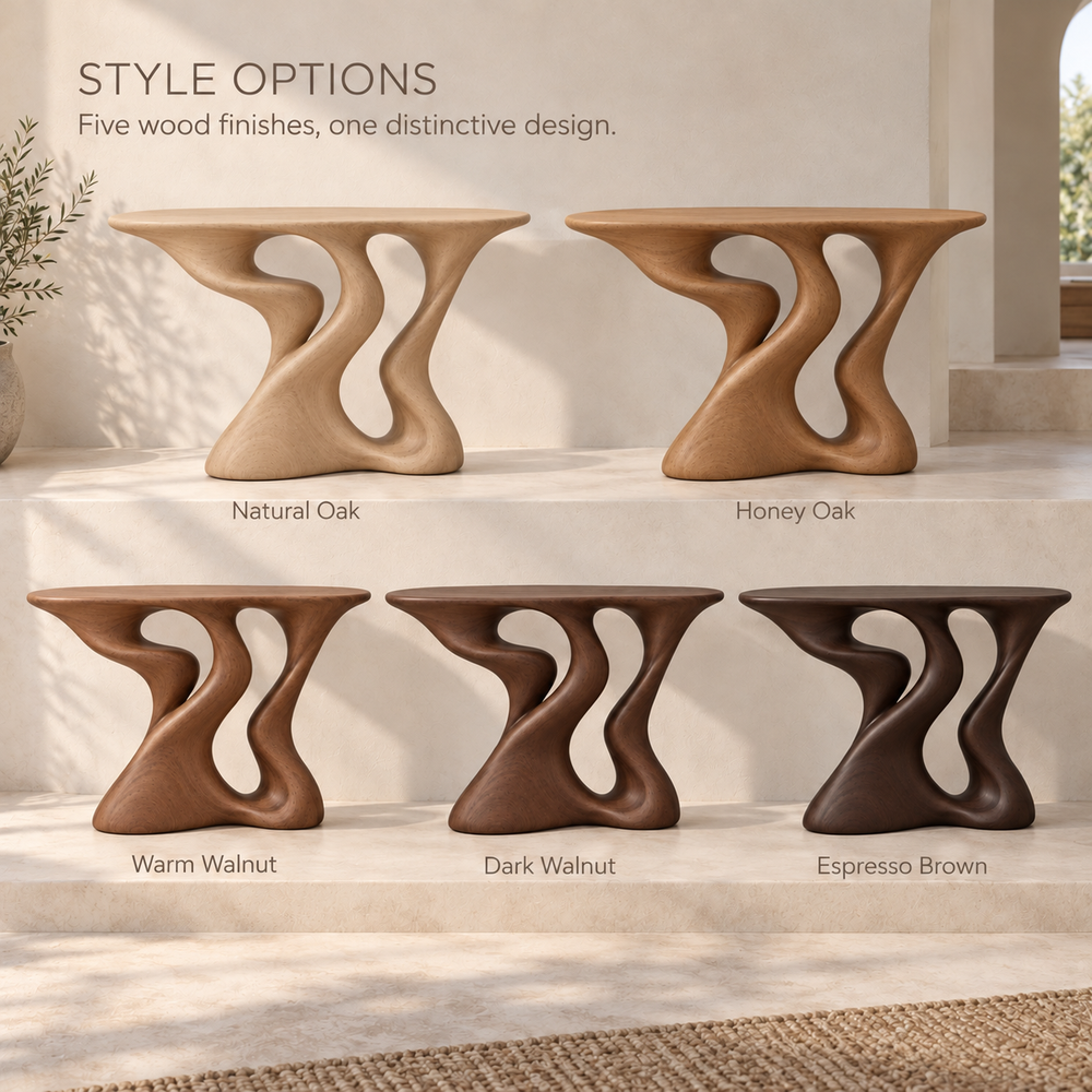 Vale Sculptural Solid Wood Console Table - Design 650 - wood finish options