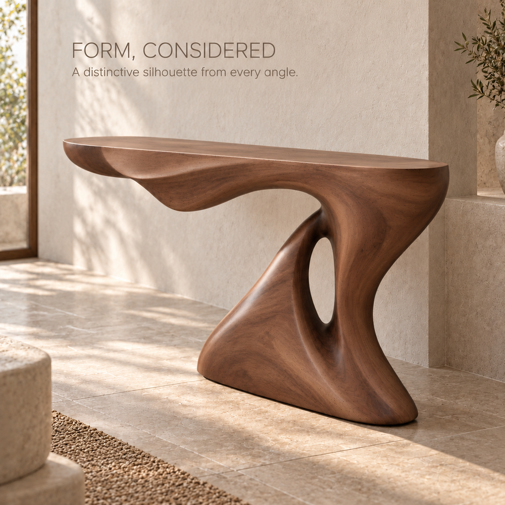 Isla Sculptural Solid Wood Console Table - Design 651 - product detail 2