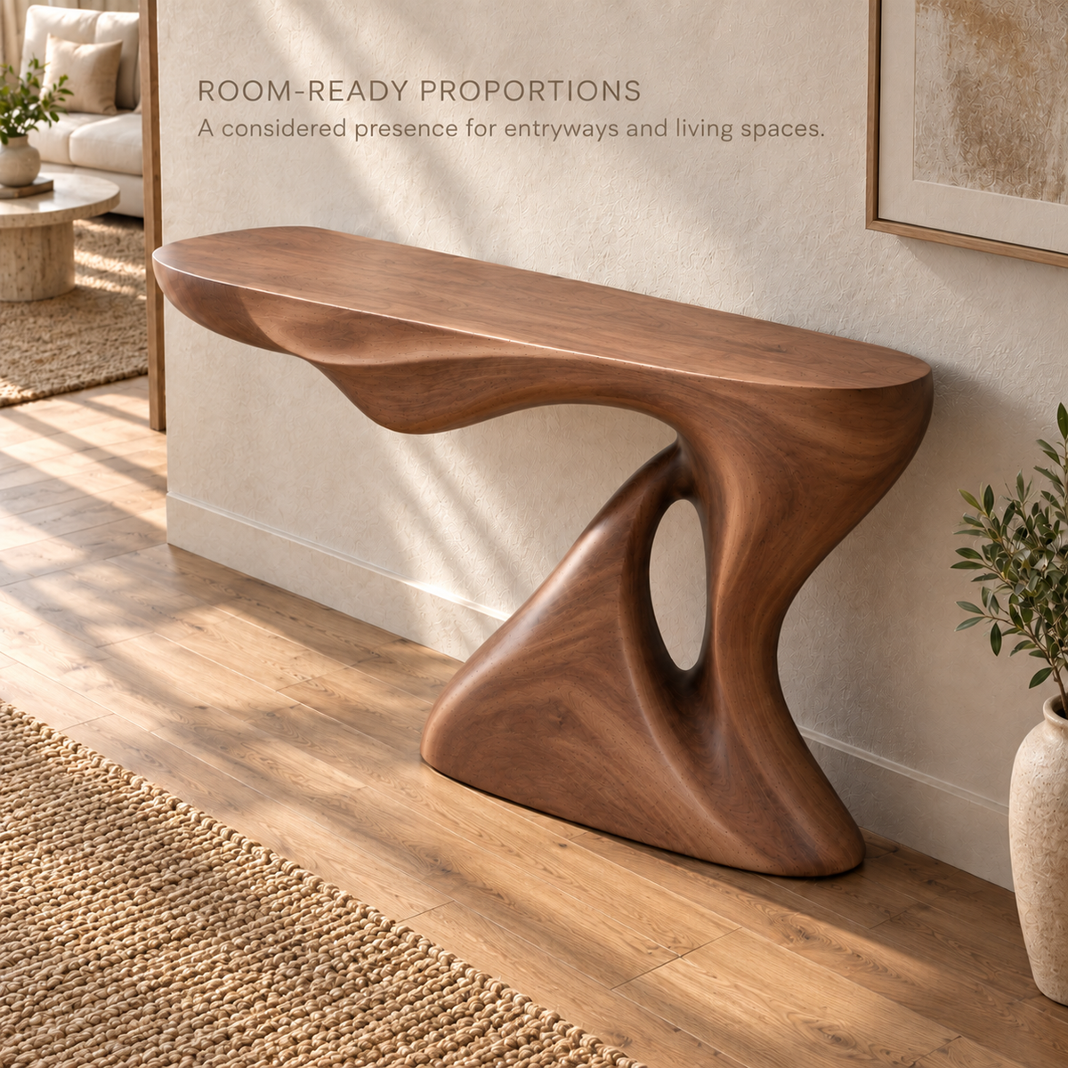Isla Sculptural Solid Wood Console Table - Design 651 - product detail 3