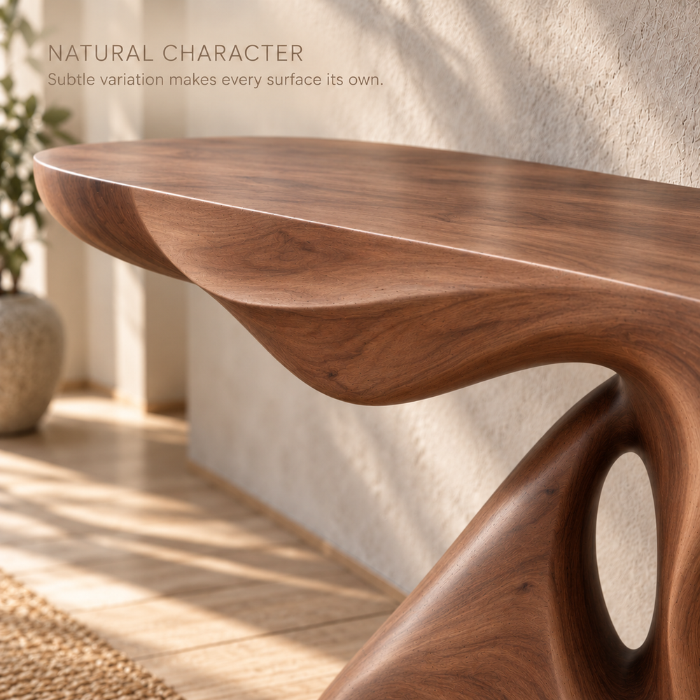 Isla Sculptural Solid Wood Console Table - Design 651 - product detail 4