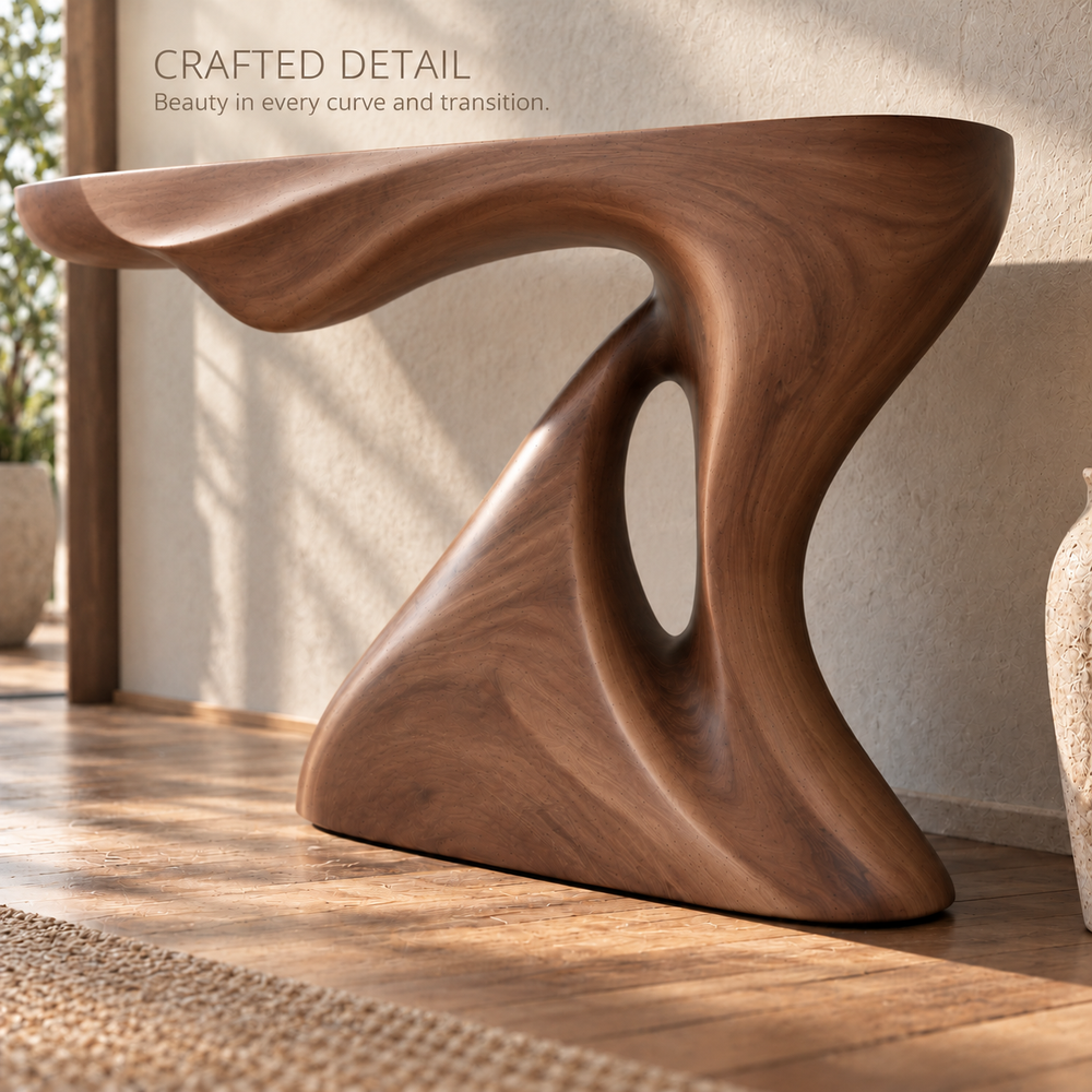 Isla Sculptural Solid Wood Console Table - Design 651 - product detail 5