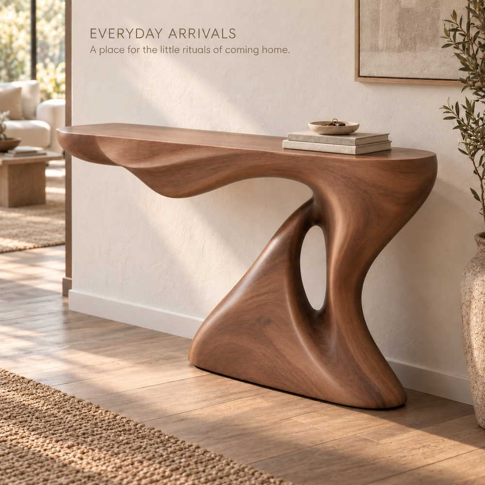 Isla Sculptural Solid Wood Console Table - Design 651 - product detail 6