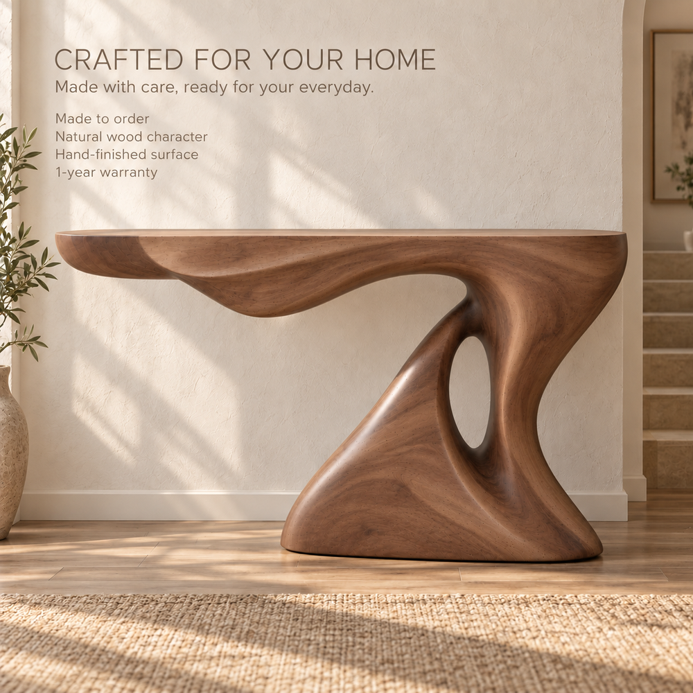 Isla Sculptural Solid Wood Console Table - Design 651 - product detail 8