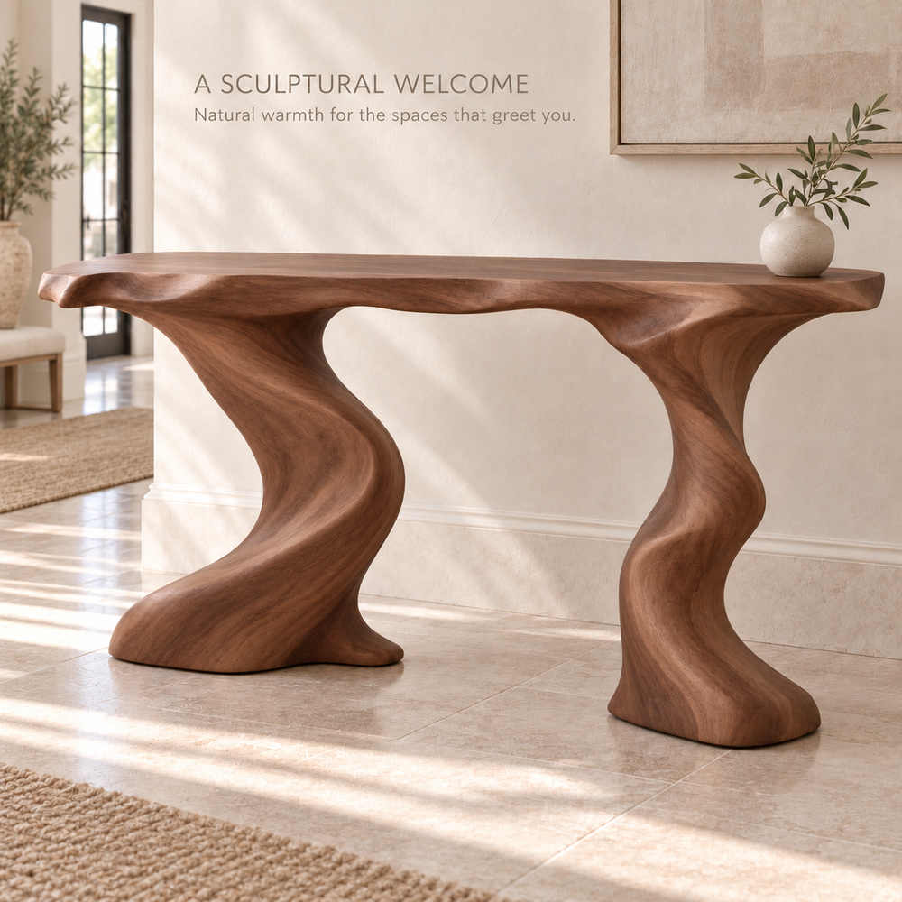 Celine Sculptural Solid Wood Console Table - Design 652 - product detail 1