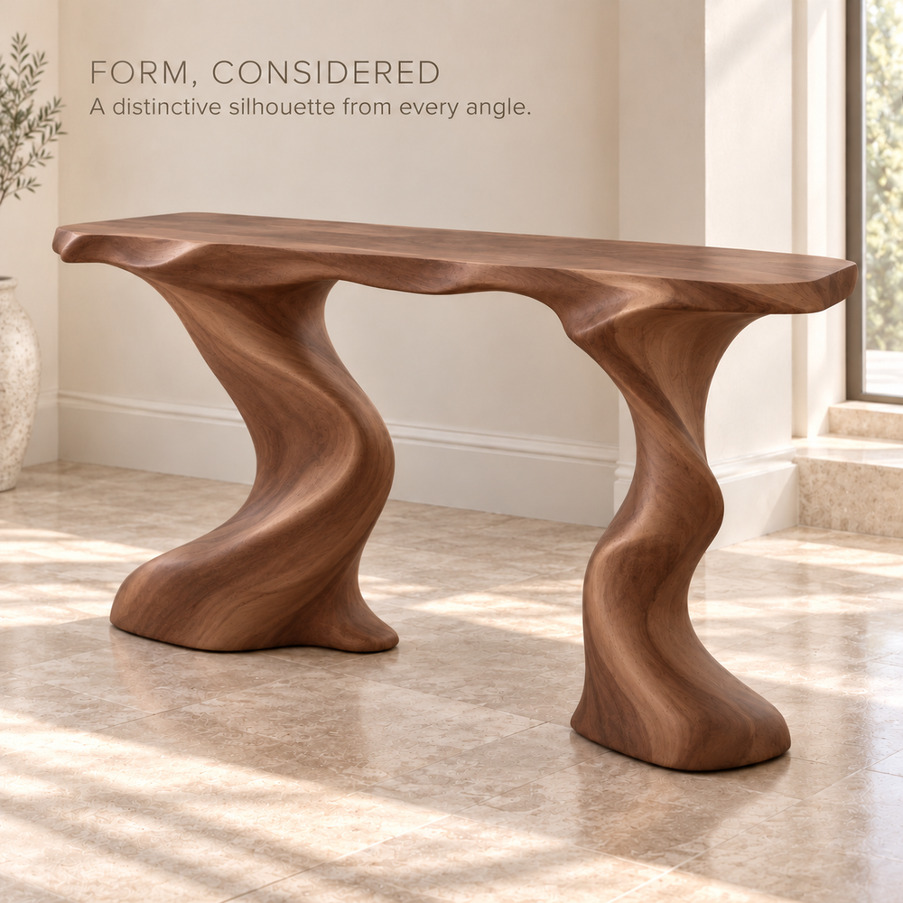 Celine Sculptural Solid Wood Console Table - Design 652 - product detail 2