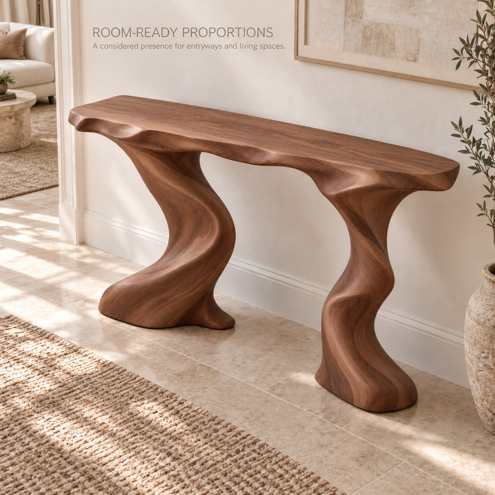 Celine Sculptural Solid Wood Console Table - Design 652 - product detail 3
