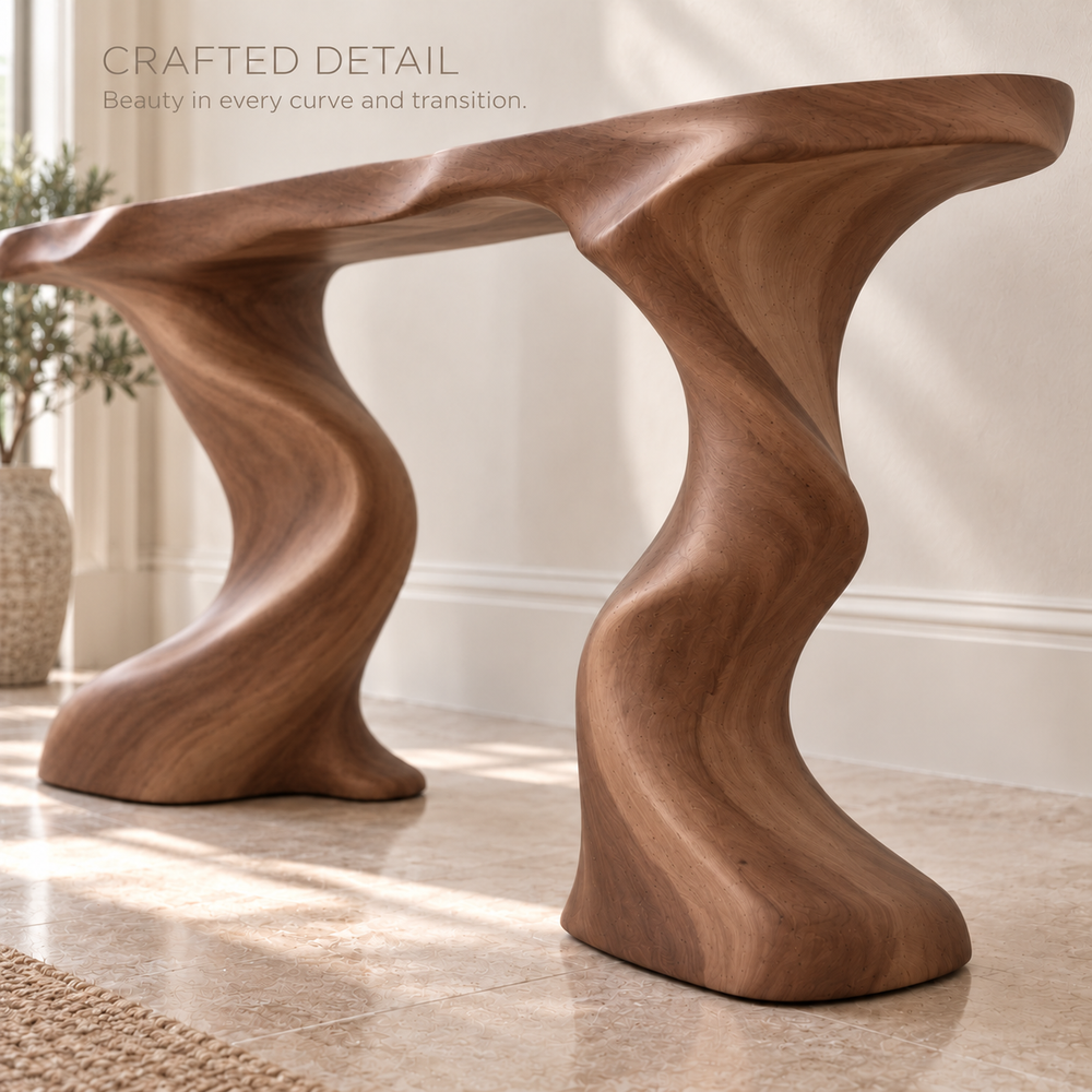 Celine Sculptural Solid Wood Console Table - Design 652 - product detail 5