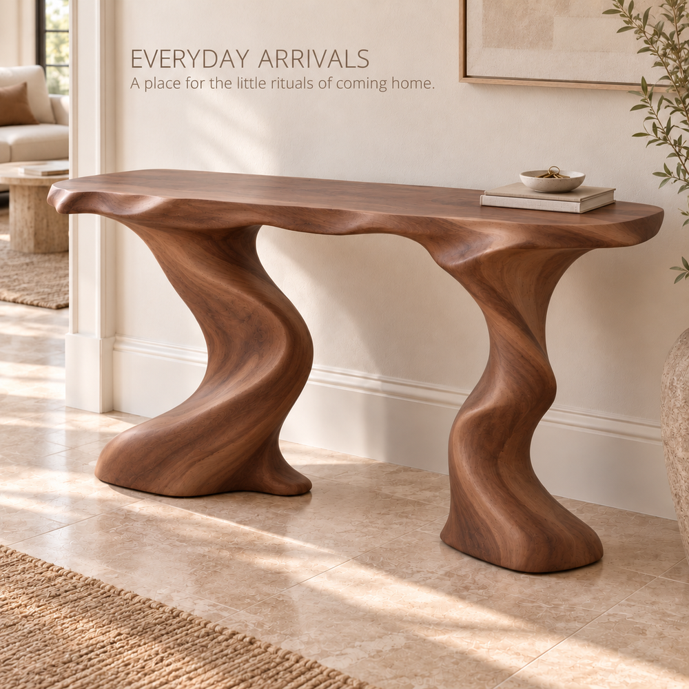 Celine Sculptural Solid Wood Console Table - Design 652 - product detail 6