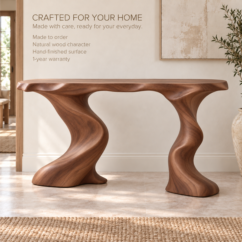 Celine Sculptural Solid Wood Console Table - Design 652 - product detail 8