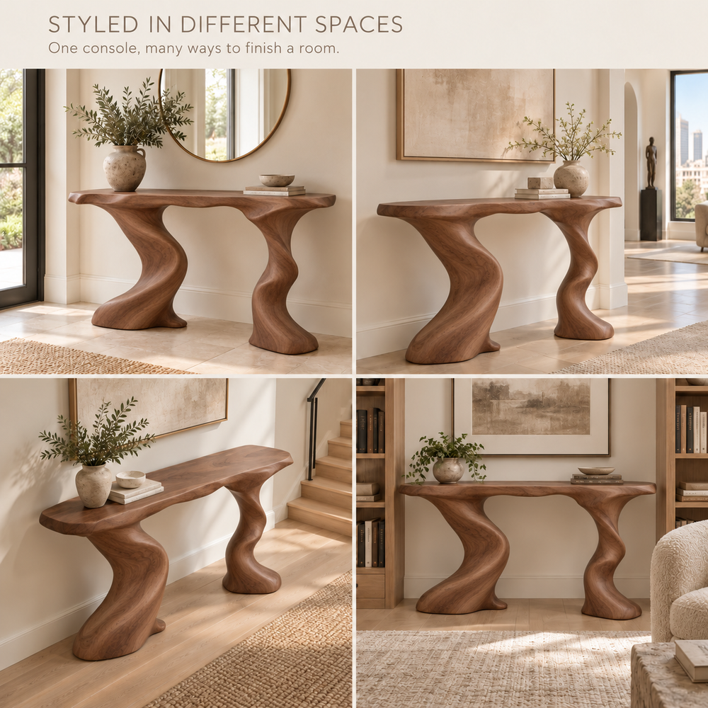 Celine Sculptural Solid Wood Console Table - Design 652 - product detail 9