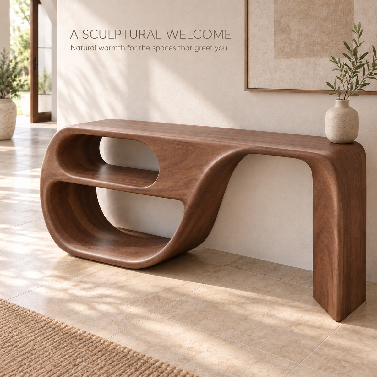 Alden Sculptural Solid Wood Console Table - Design 653 - product detail 1