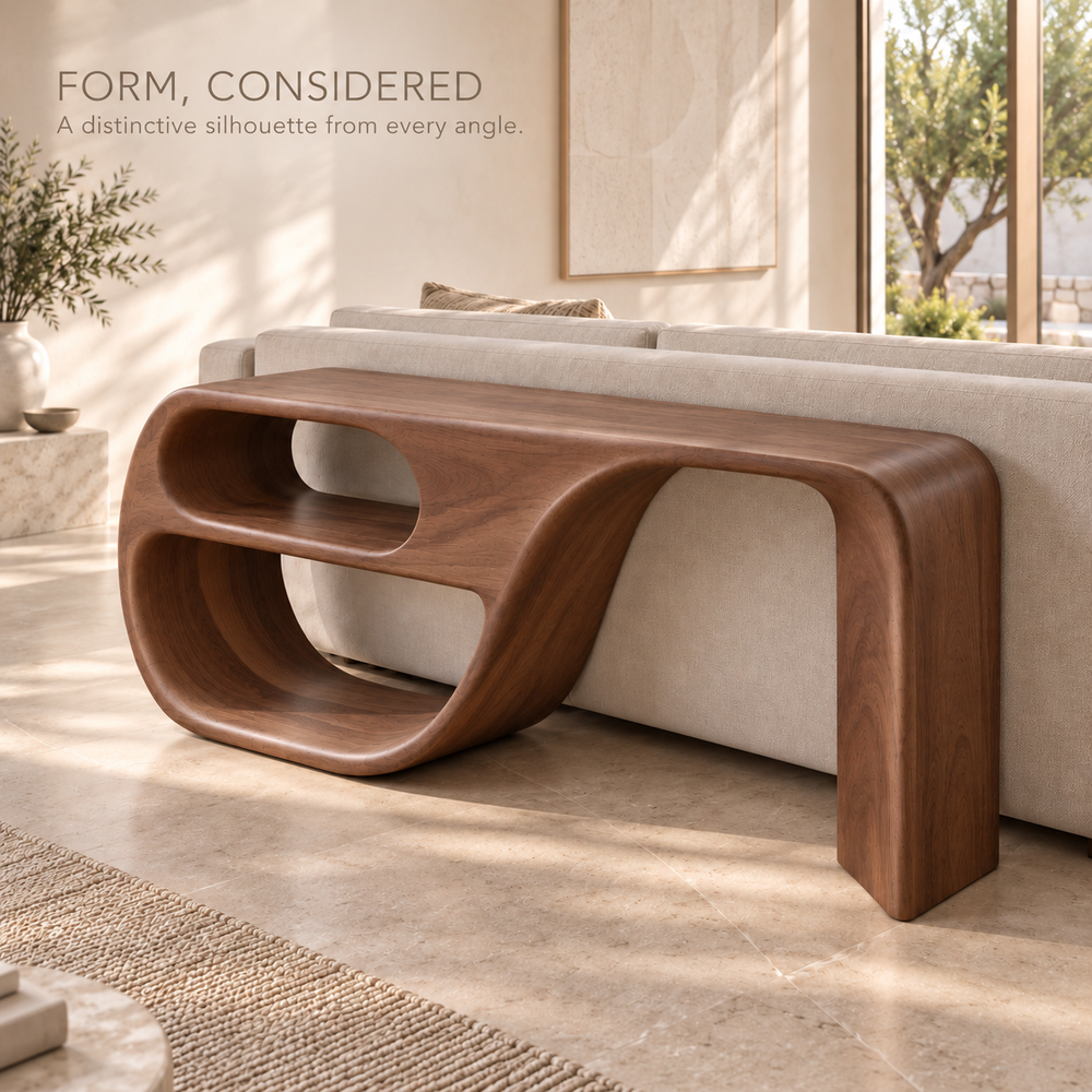 Alden Sculptural Solid Wood Console Table - Design 653 - product detail 2