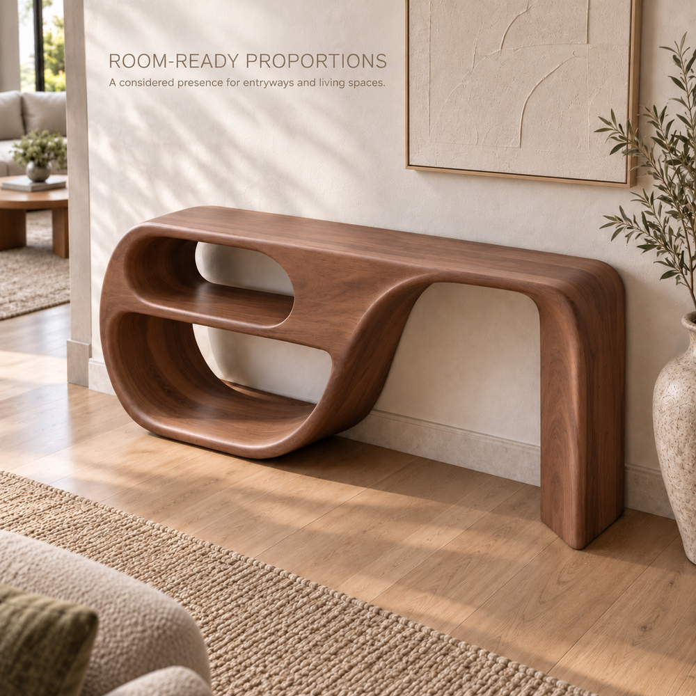 Alden Sculptural Solid Wood Console Table - Design 653 - product detail 3