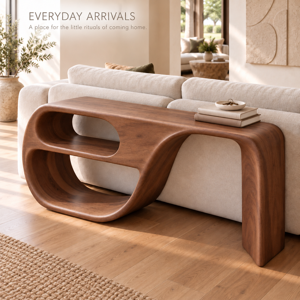 Alden Sculptural Solid Wood Console Table - Design 653 - product detail 6