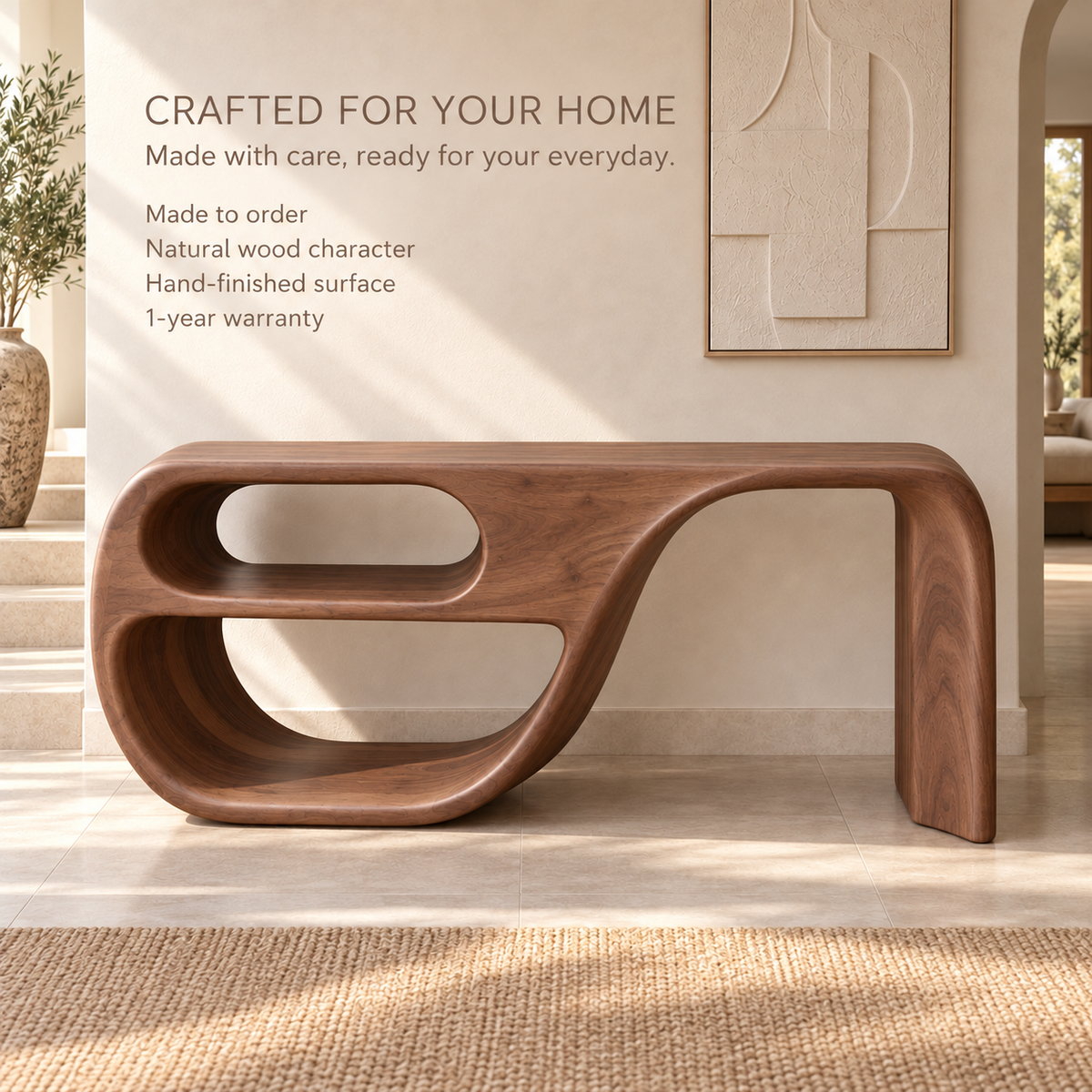 Alden Sculptural Solid Wood Console Table - Design 653 - product detail 8