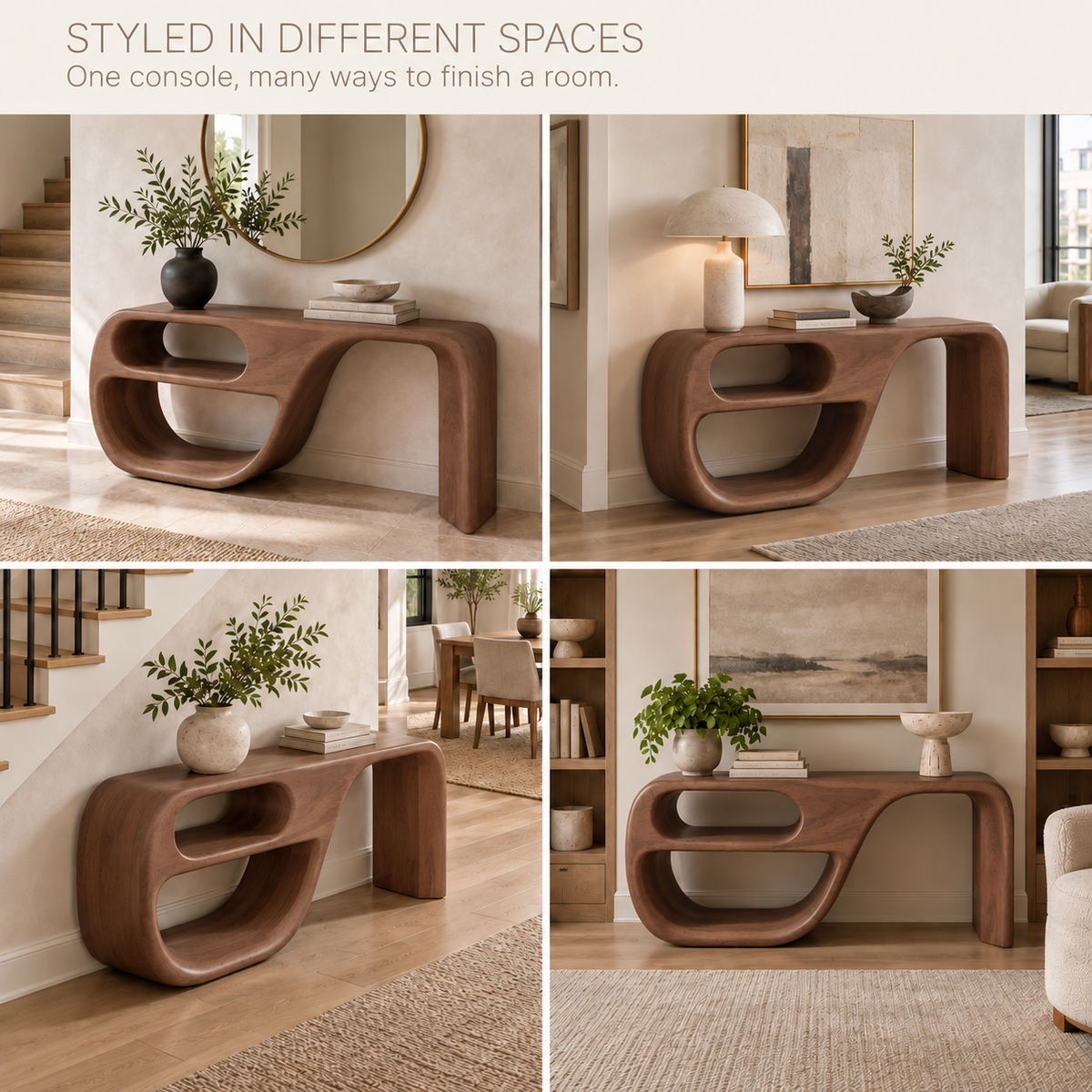 Alden Sculptural Solid Wood Console Table - Design 653 - product detail 9