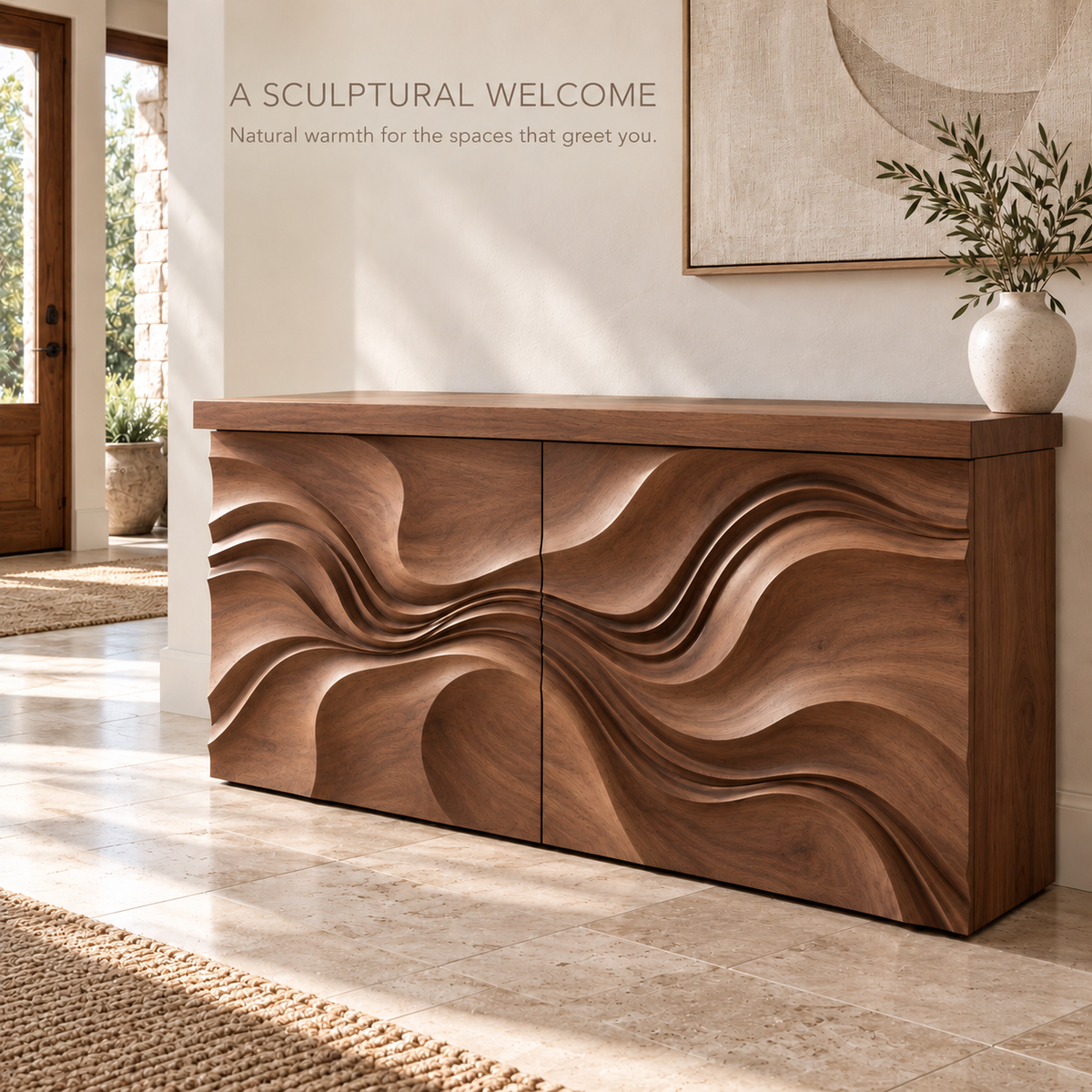 Eira Sculptural Solid Wood Console Table - Design 654 - product detail 1