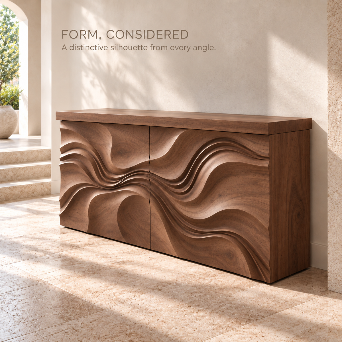 Eira Sculptural Solid Wood Console Table - Design 654 - product detail 2
