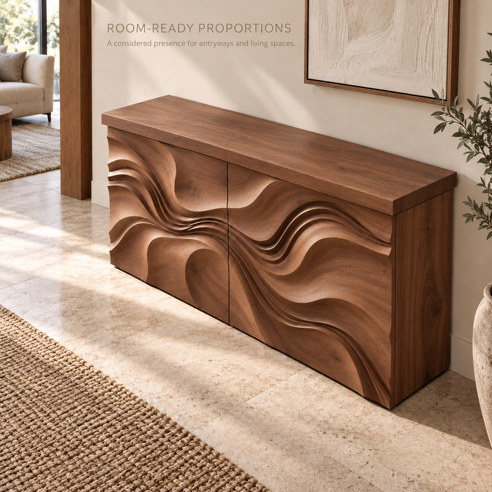 Eira Sculptural Solid Wood Console Table - Design 654 - product detail 3