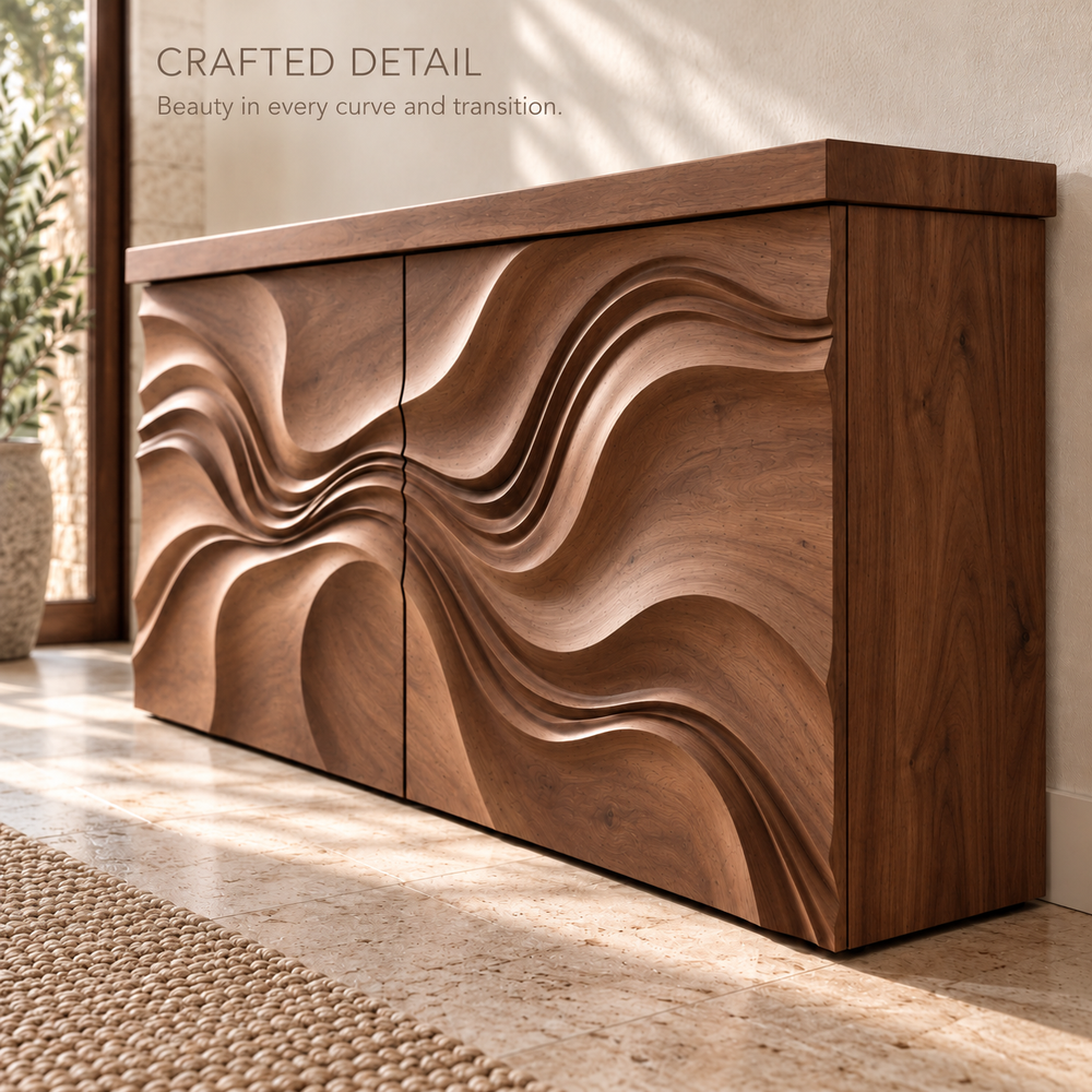 Eira Sculptural Solid Wood Console Table - Design 654 - product detail 5