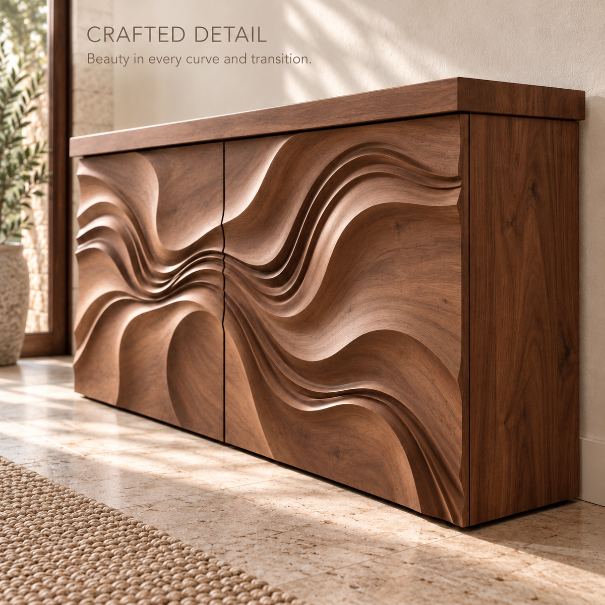 Eira Sculptural Solid Wood Console Table - Design 654 - product detail 5