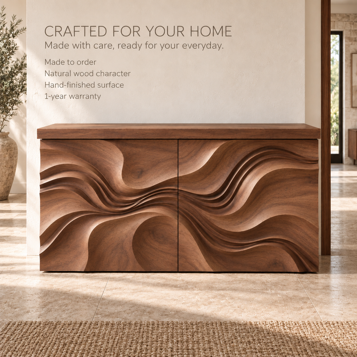 Eira Sculptural Solid Wood Console Table - Design 654 - product detail 8