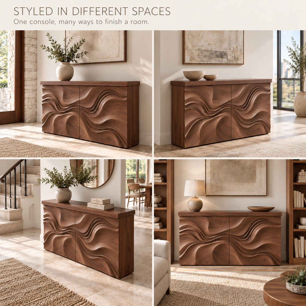 Eira Sculptural Solid Wood Console Table - Design 654 - product detail 9