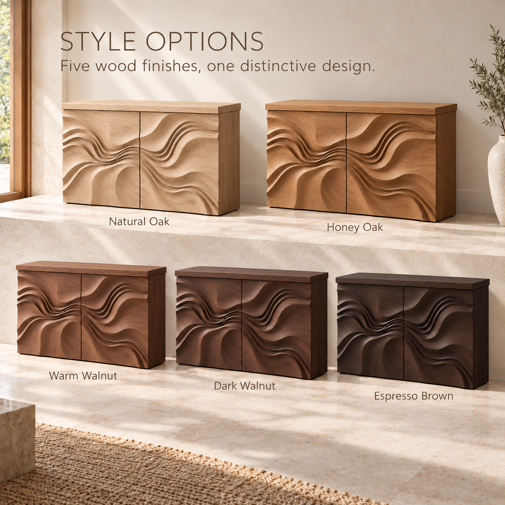 Eira Sculptural Solid Wood Console Table - Design 654 - wood finish options