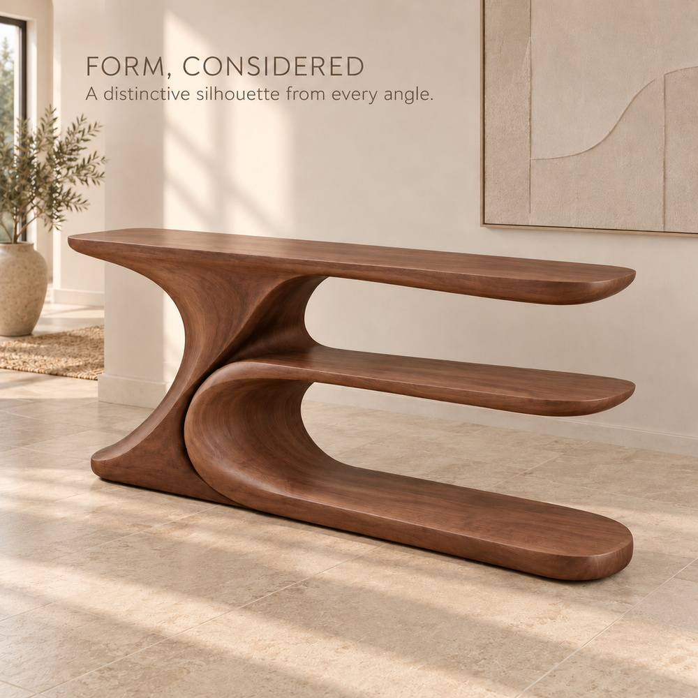 Kaia Sculptural Solid Wood Console Table - Design 655 - product detail 2