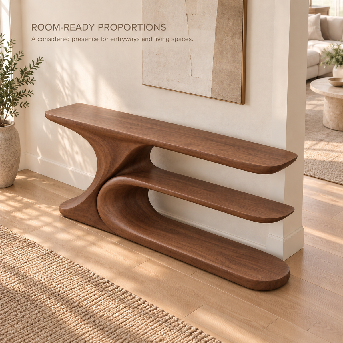 Kaia Sculptural Solid Wood Console Table - Design 655 - product detail 3