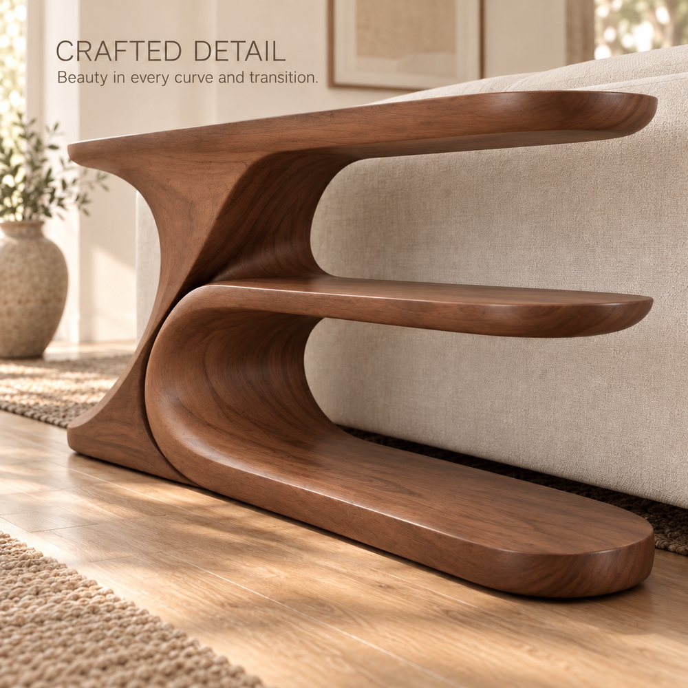 Kaia Sculptural Solid Wood Console Table - Design 655 - product detail 5