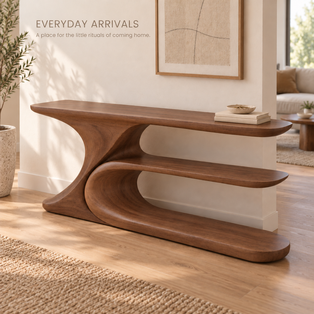 Kaia Sculptural Solid Wood Console Table - Design 655 - product detail 6