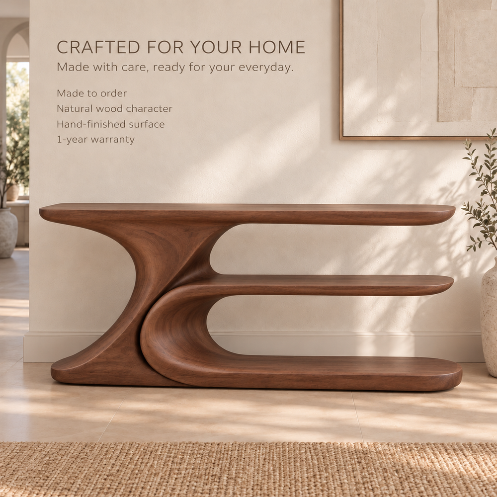 Kaia Sculptural Solid Wood Console Table - Design 655 - product detail 8